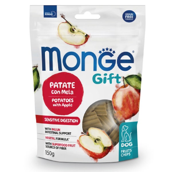 Monge Snack Fruits Sensitive Digestion Chips Per Cani Adulti Patate Con Mela 150g-1