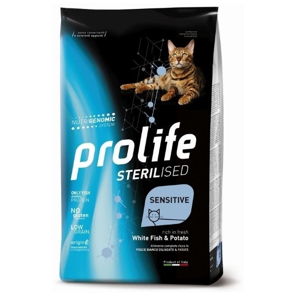 Prolife Sterilised Pesce Bianco Diliscato E Patate Cibo Secco Per Gatti Adulti Sacco 7kg-1