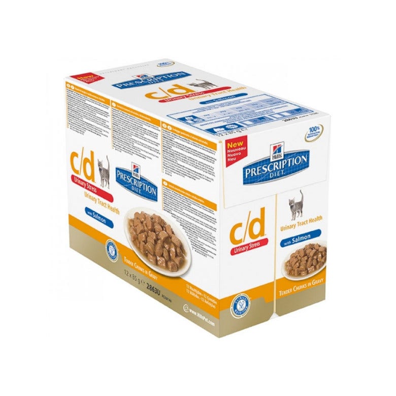 Hill's Prescription Diet c/d Urinary Stress Bustina Umido con Salmone Per Gatti 12x85g-1