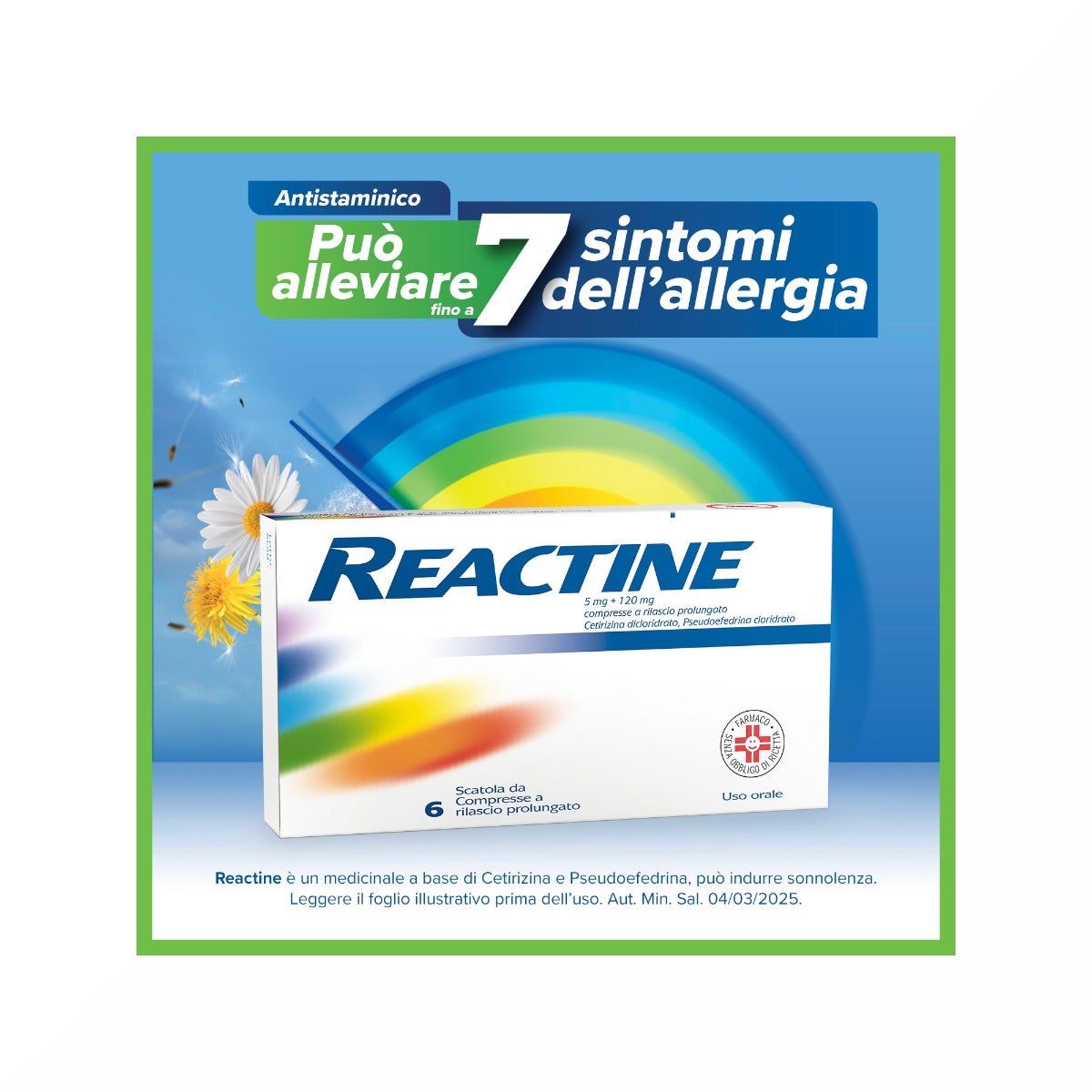 Reactine Allergia 6 Compresse Antistaminico Rinite Allergica e Rinorrea-5