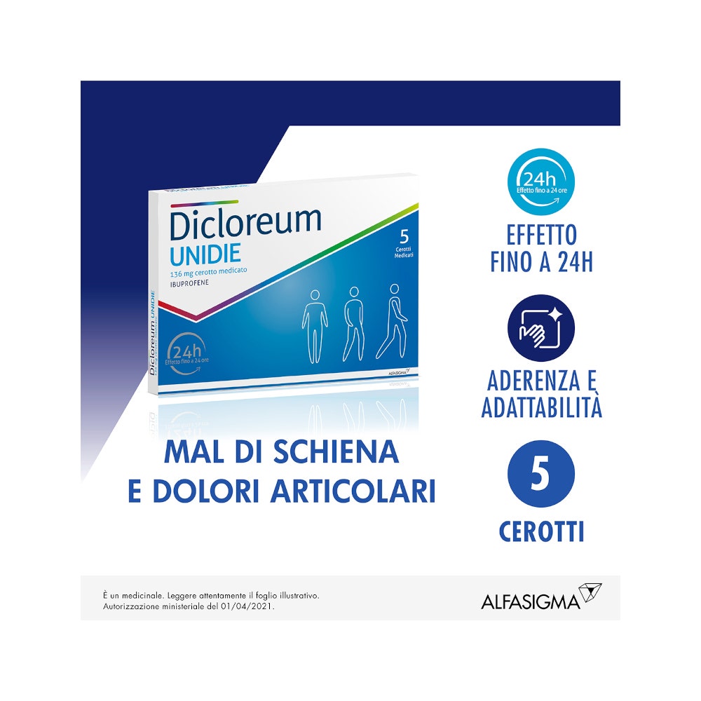 Dicloreum Unidie 5 Cerotti Medi 136mg-8