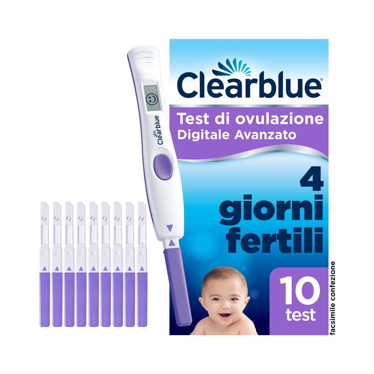 Test di Ovulazione Clearblue Digitale Avanzato 10 Sticks-1