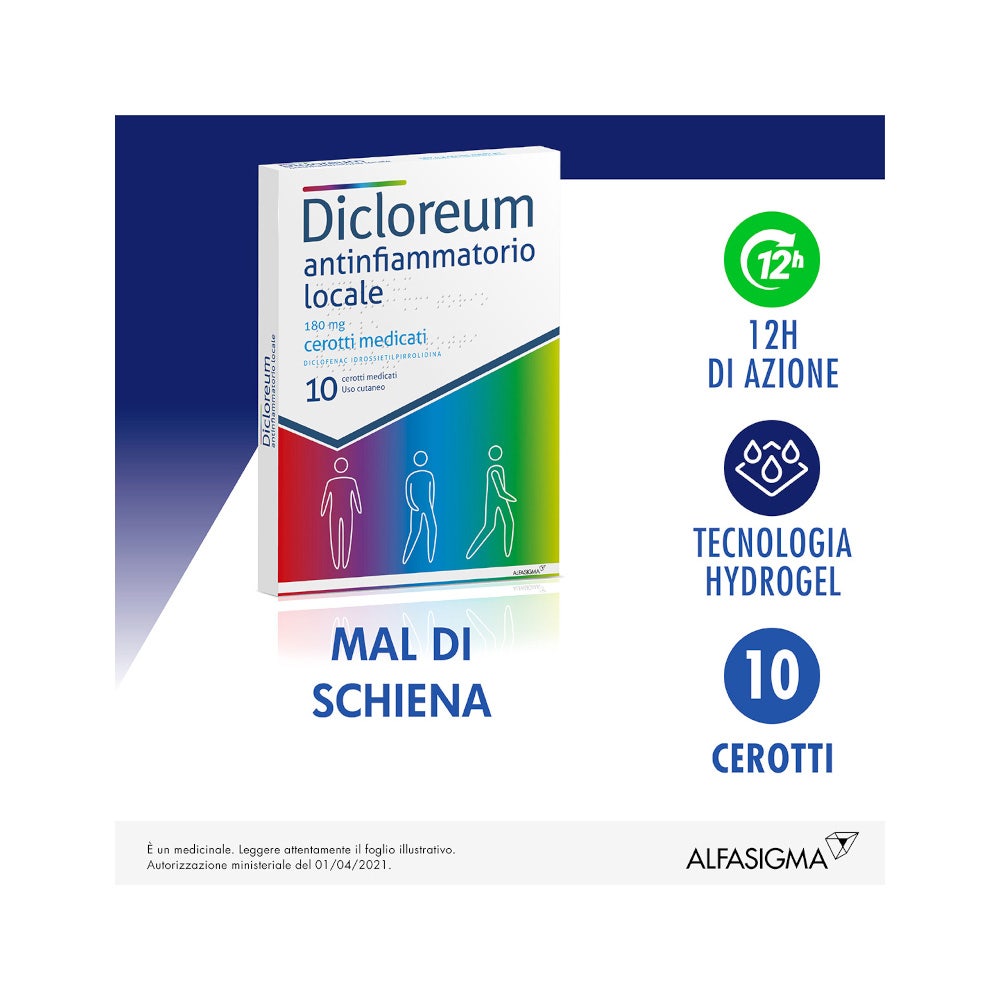Dicloreum Antinfiammatorio Locale 180 mg 10 Cerotti Medicati-7