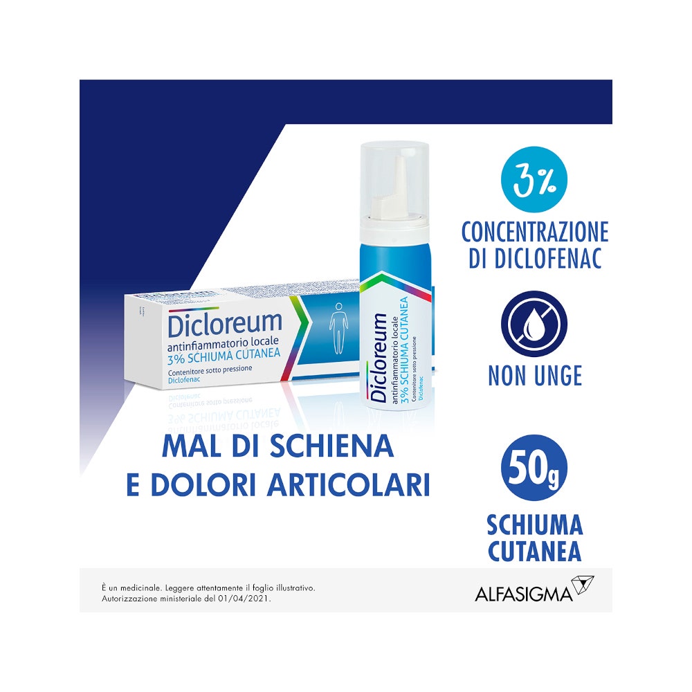 Dicloreum Antinfiammatorio Locale 3% Schiuma 50g-9