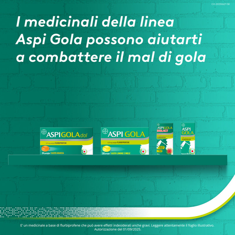 Aspi Gola Dolact Spray Antinfiammatorio e Antidolorifico per Mal di Gola Forte 15ml