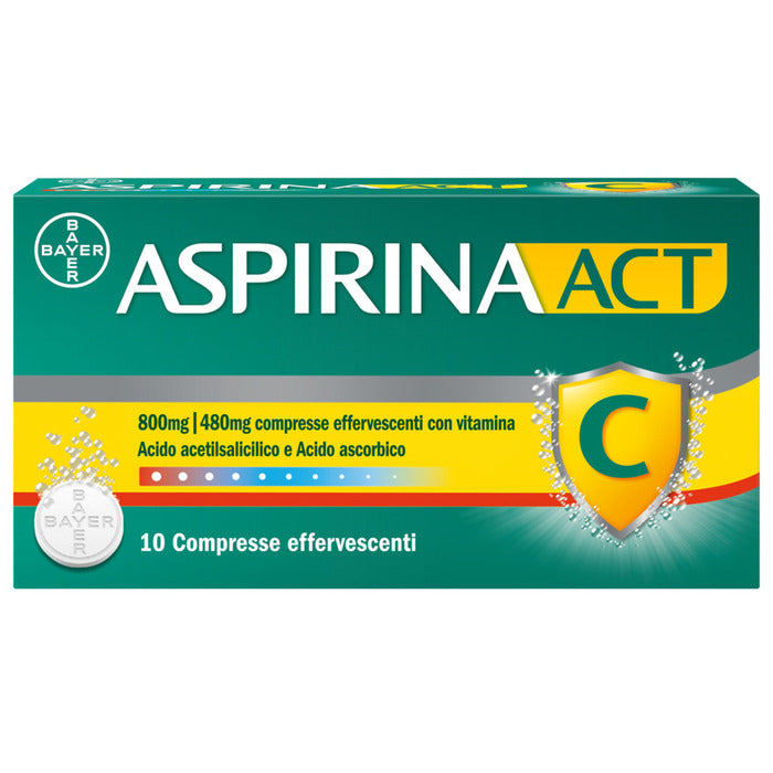 AspirinaACT C antinfiammatorio e antidolorifico per Febbre e  Influenza con Vitamina C 10 Cpr Eff