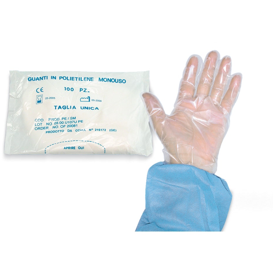Safety Guanto Plastica Monouso PEH EMB Busta 100 Pezzi-3