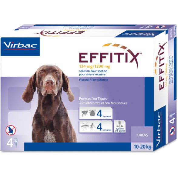 Effitix Spot-On Soluzione 4 Pipette 2,20ml 134mg+1.200mg Cani Da 10 A 20kg-1