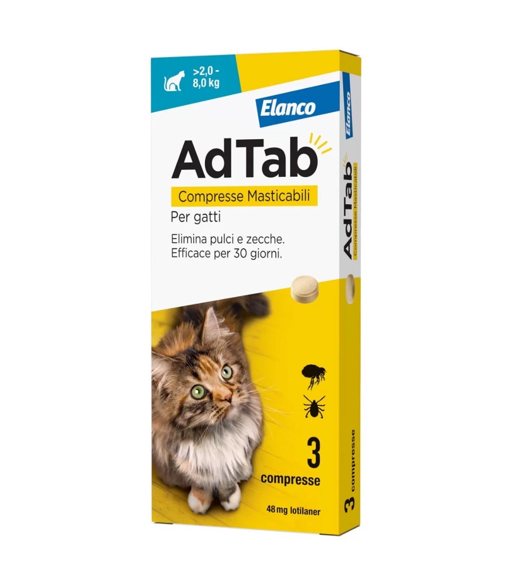 Adtab Per Gatti Da 2 A 8kg 3 Compresse Masticabili 48mg -1