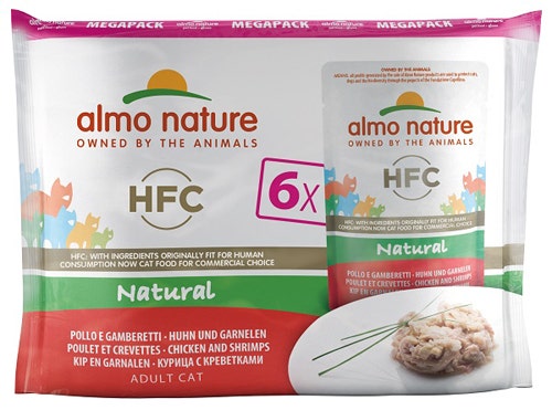 Almo Nature HFC Natural Megapack Cibo Umido Pollo E Gamberetti Per Gatti Adulti 6x55g-1