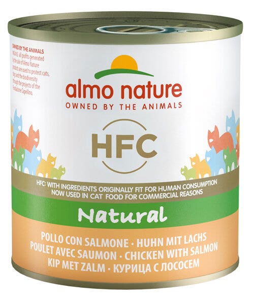 Almo Nature HFC Natural Pollo con Salmone Alimento Umido Gatti Adulti Lattina 280g-1