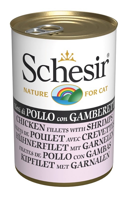 Schesir Pollo Con Gamberetti Cibo Umido Gatti Adulti Lattina 140g-1