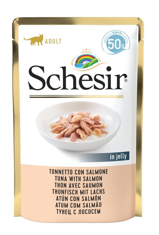 Schesir Tonnetto Con Salmone Cibo Umido Gatti Adulti Bustina 50g-1