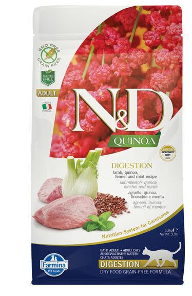 Farmina Natural & Delicious Quinoa Digestion Agnello Grain Free Cibo Secco Per Gatti 1,5kg-2