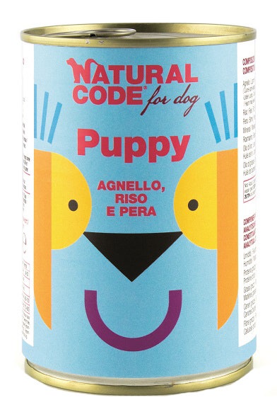 Natural Code Puppy 02 Cibo Umido Con Agnello/Riso/Pera Per Cuccioli Barattolo 400g-1