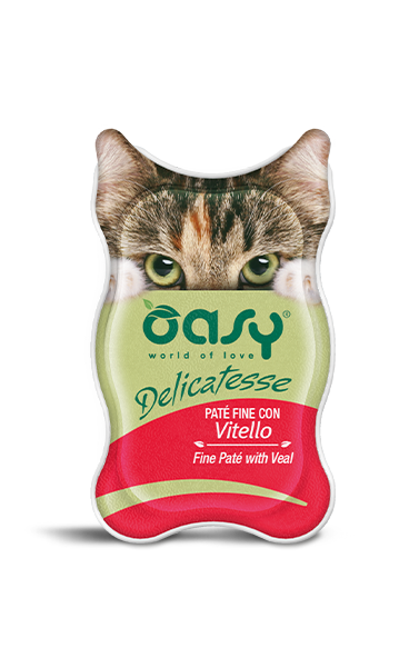 Oasy Wet Cat Delicatesse Paté Fine Con Vitello Per Gatti Adulti 85g-1
