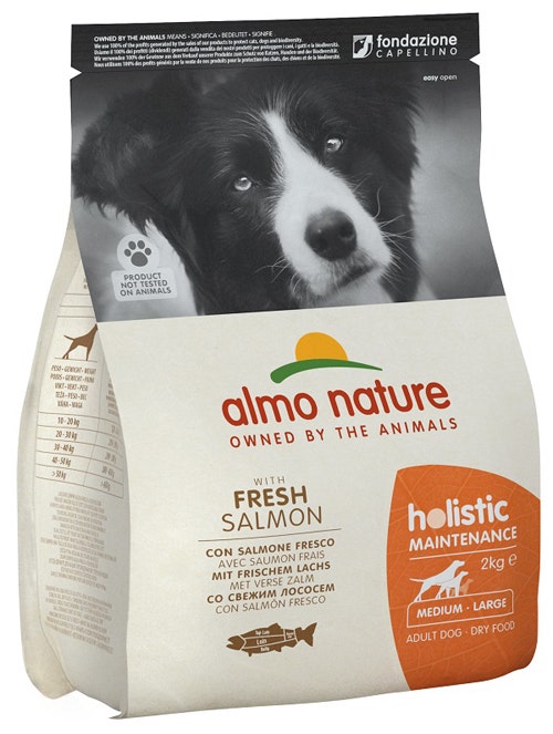Almo Nature Holistic Maintenance Crocchette Salmone Fresco Cani Adulti Taglia Media Grande Sacco 2kg-1