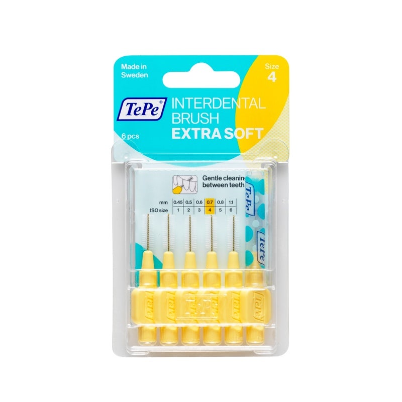 TePe Scovolino Extra Soft Giallo Per Pulizia Interdentale Misura ISO 4 (filo 0,7 mm) 6 Pezzi-1