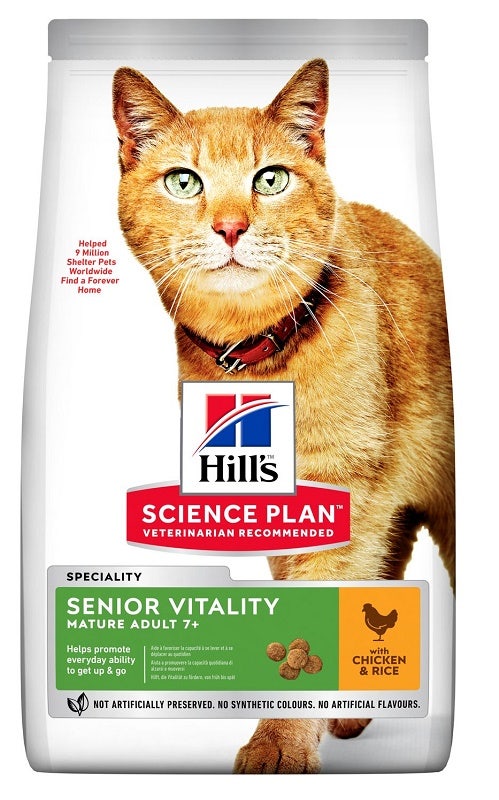 Hill's Science Plan Senior Vitality Adult 7+ Crocchette Per Gatti Con Pollo E Riso 300g-1
