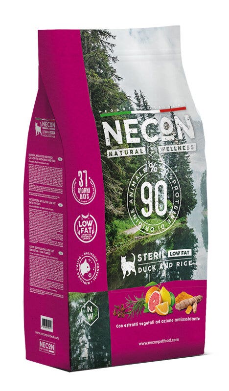 Necon Natural Wellness Steril Low Fat Crocchette Anatra E Riso Per Gatti Sterilizzati Sacco 1,5kg-2