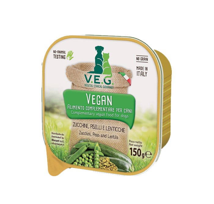 Marpet Vegan Dog Zucchine/Piselli/Lenticchie Cibo Umido Per Cani Adulti Vaschetta 150g-2
