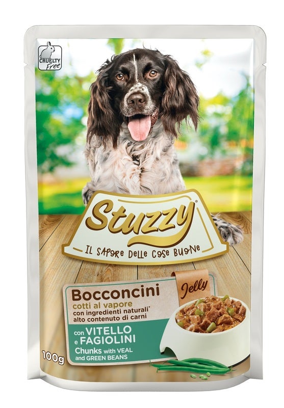 Stuzzy Bocconcini Jelly Con Vitello/Fagiolini Per Cani Adulti Bustina 100g-1