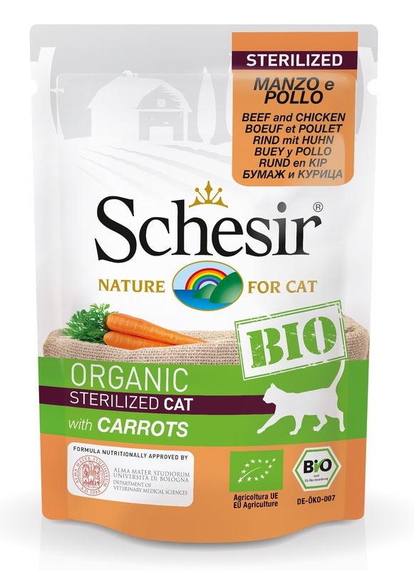 Schesir Organic Bio Paté Al Manzo E Pollo Con Carote Per Gatti Adulti Bustina 85g-1