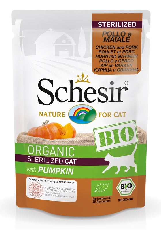 Schesir Organic Bio Paté Al Pollo E Maiale Con Zucca Per Gatti Adulti Bustina 85g-1