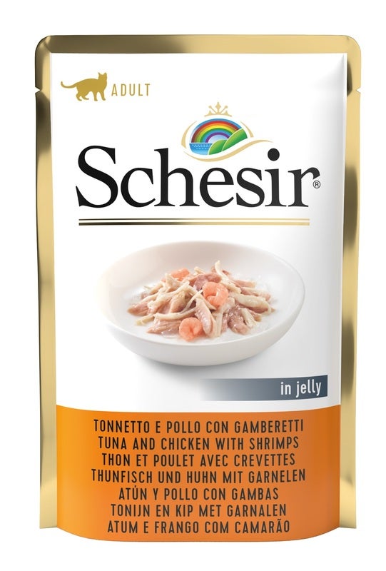 Schesir Tonnetto E Pollo Con Gamberetti In Jelly Cibo Umido Gatti Adulti Bustina 85g-1