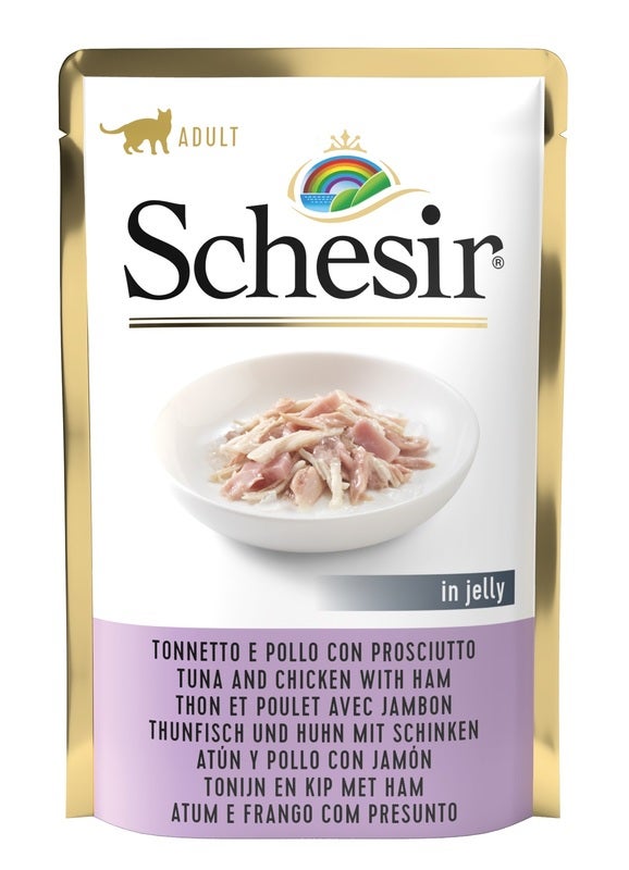 Schesir Tonnetto E Pollo Con Prosciutto In Jelly Cibo Umido Gatti Adulti Bustina 85g-1