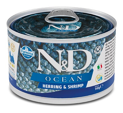 Farmina Natural & Delicious Ocean Mini Con Aringa E Gamberetti Per Cani Adulti 140g-1