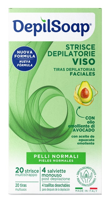 Depilsoap 20 Strisce Depilatorie Viso Pelli Normali-1