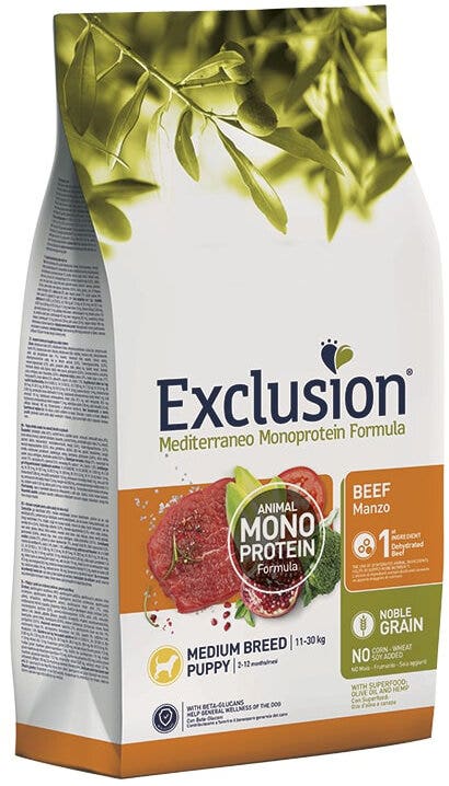 Exclusion Mediterraneo Monoprotein Noble Grain Puppy Beef Medium 12kg-2