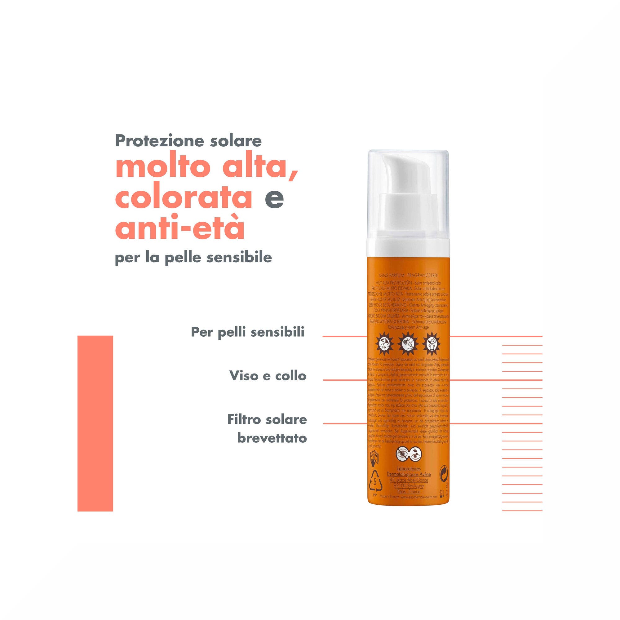 Eau Thermale Avene Trattamento Anti-età Protezione Solare Colorata Viso SPF50+ 50ml-6