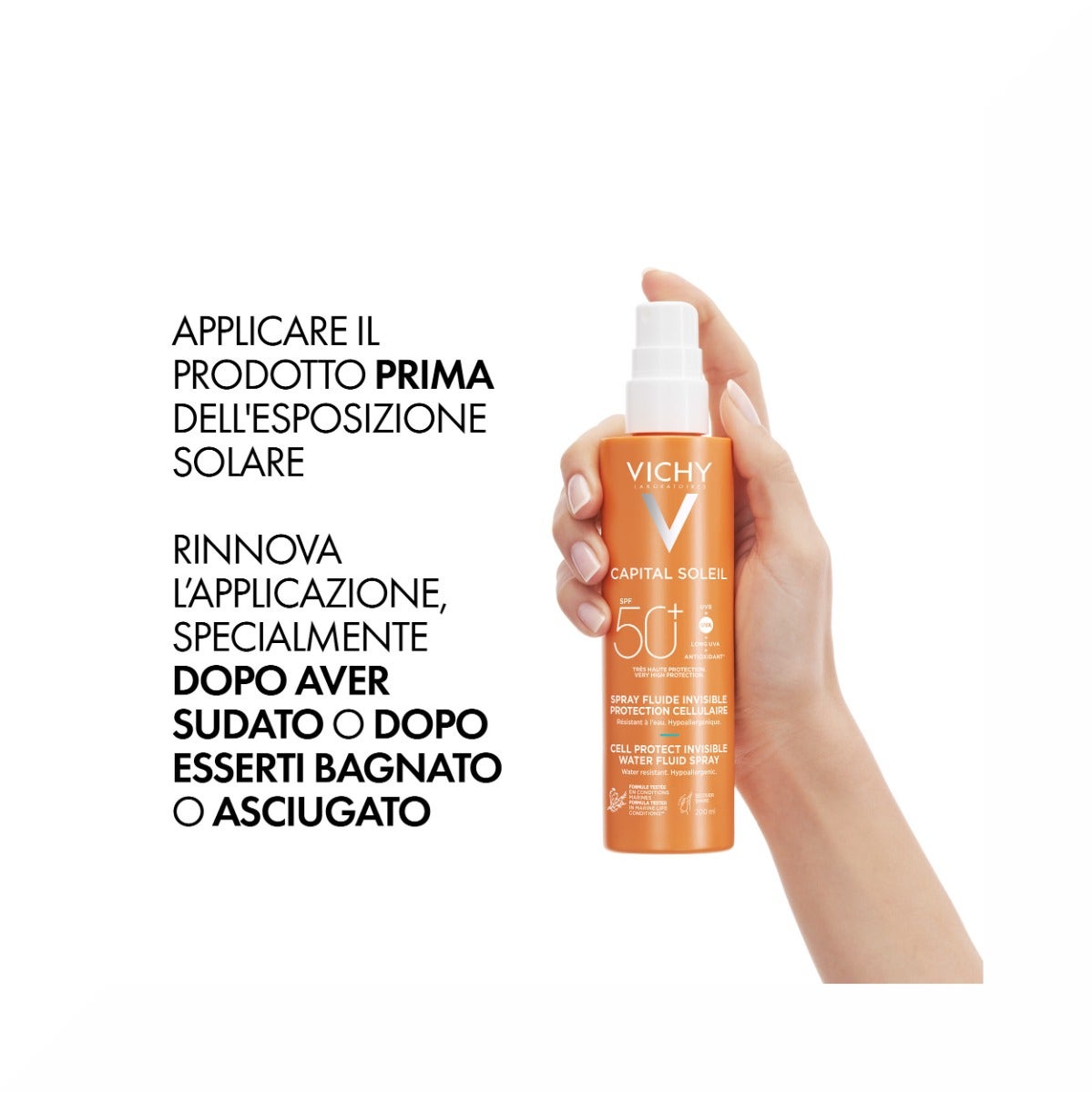 Vichy Capital Soleil Cell Protect Fluido Ultra Leggero Spray Protezione Alta SPF50 200ml-8