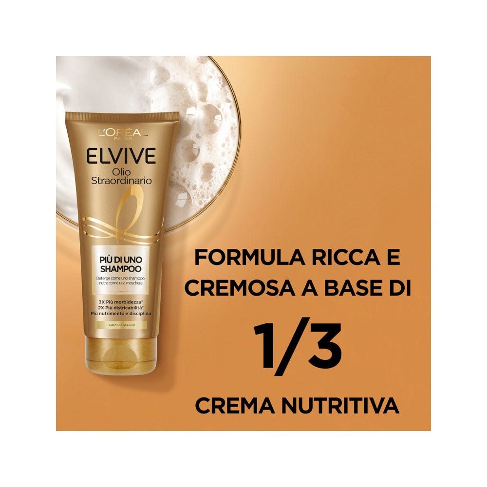 L'Oréal Paris Elvive Più Di Uno Shampoo Olio Straordinario Shampoo Nutriente Capelli Secchi 200ml-4