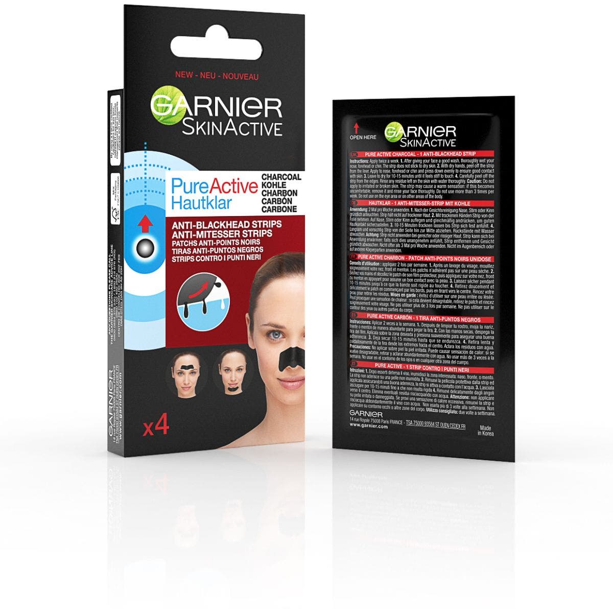 Garnier Pure Active Charcoal Strips Viso Carbone Vegetale 4 Pezzi  - 5