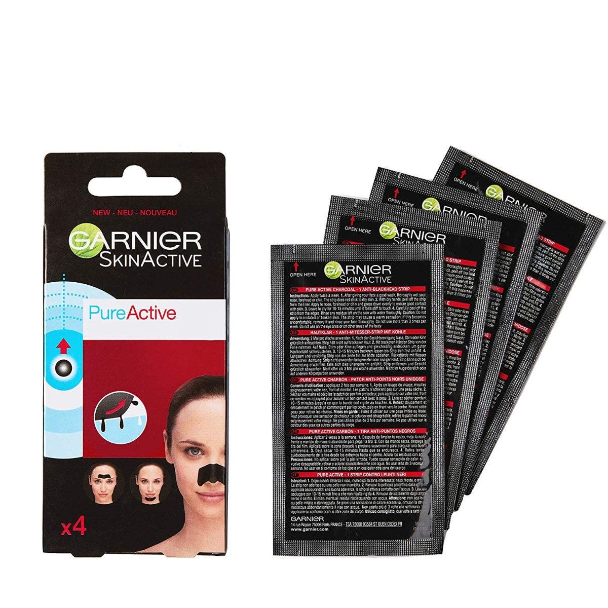 Garnier Pure Active Charcoal Strips Viso Carbone Vegetale 4 Pezzi  - 4