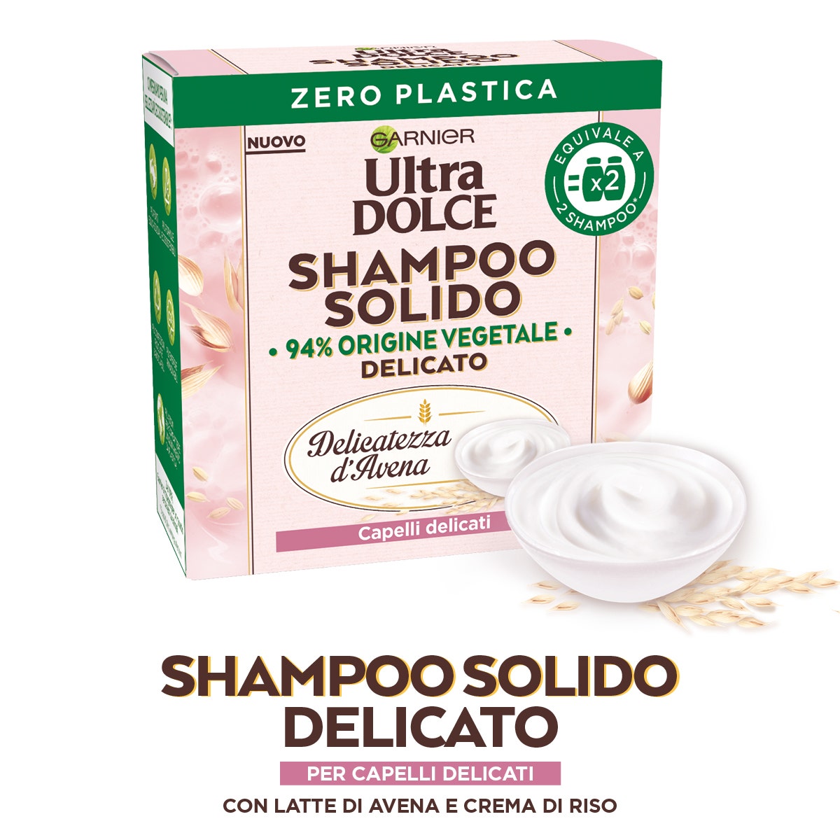 Garnier Ultra Dolce Shampoo Solido Delicato Avena/Crema Di Riso 60g - 2