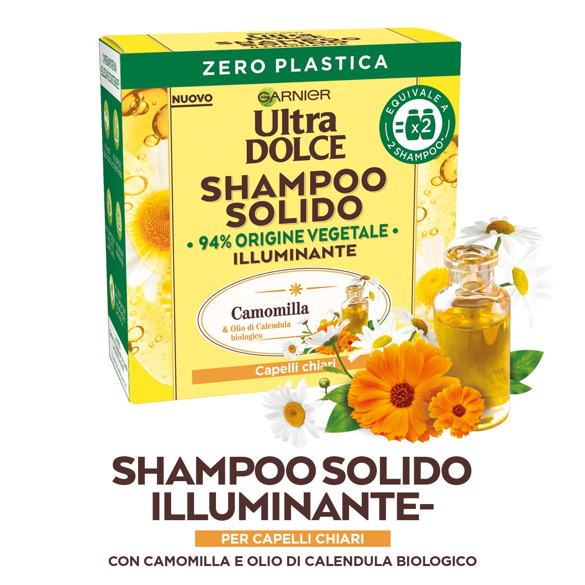 Garnier Ultra Dolce Shampoo Solido Illuminante Camomilla/ Miele 60g - 2