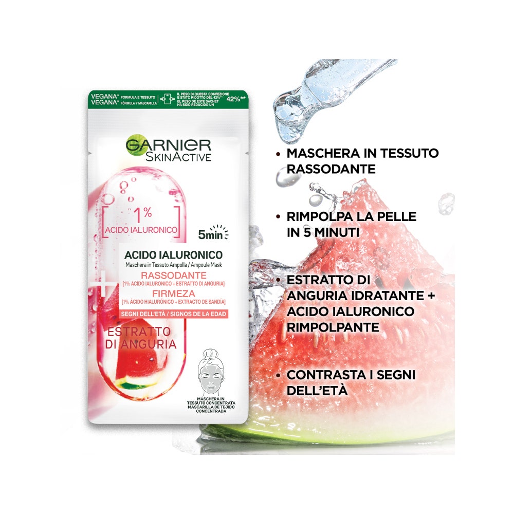 Garnier Maschera In Tessuto Ampolla Rassodante Estratto Di Anguria/Acido Ialuronico 15g-4