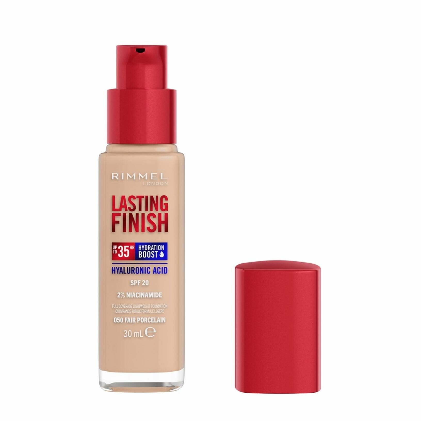 Rimmel Fondotinta Lasting Finish 35h Con Acido Ialuronico 050 Fair Porcelain 30ml-2