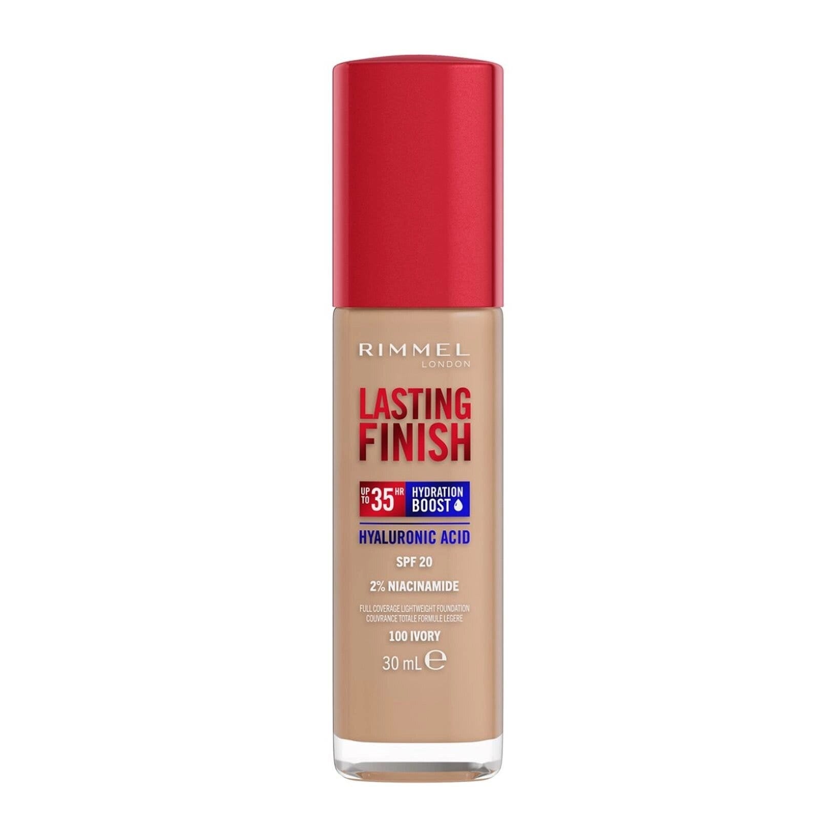 Rimmel Fondotinta Lasting Finish 35h Con Acido Ialuronico 100 Ivory 30ml-1