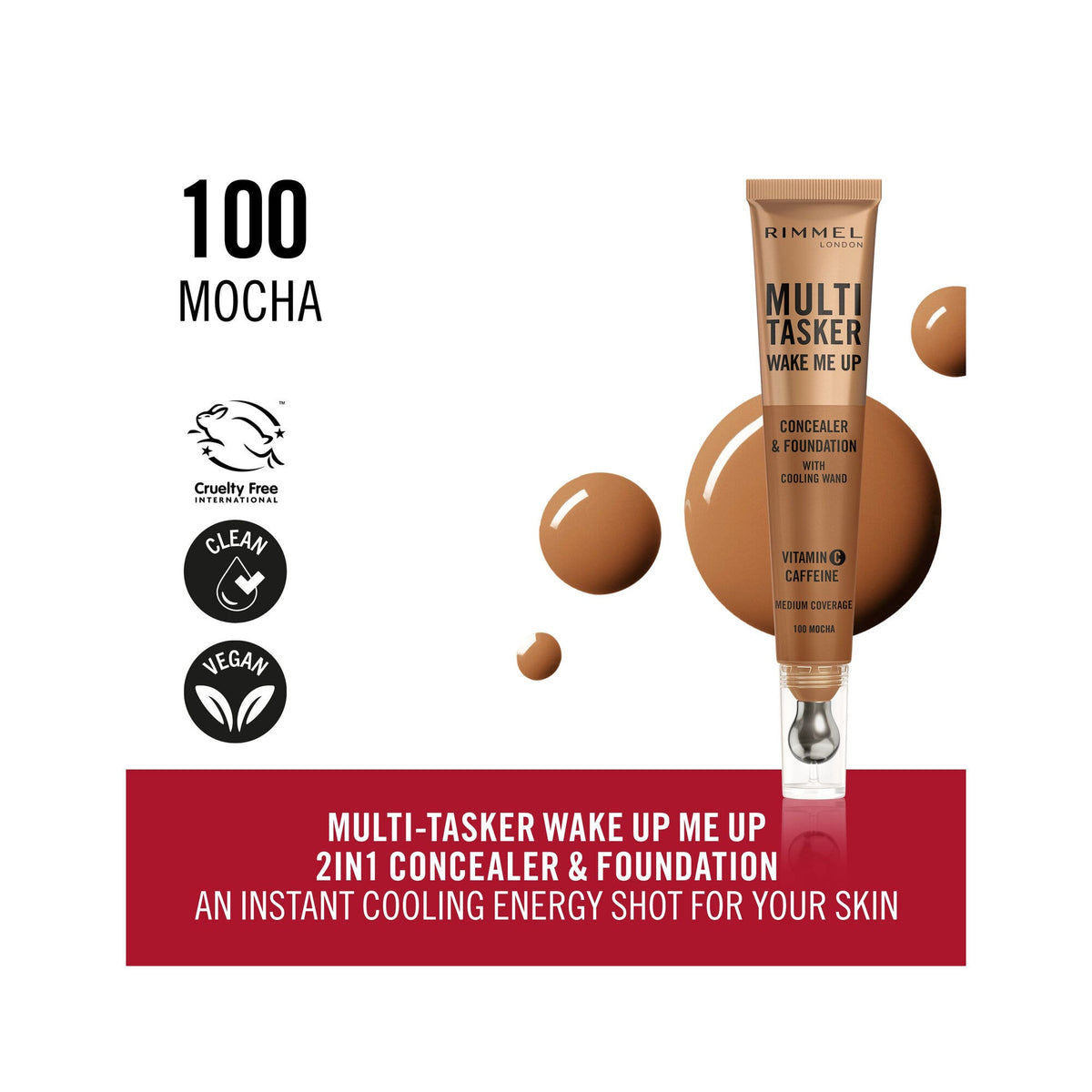 Rimmel Multi-tasker Wake Me Up Correttore & Fondotinta Formula Vegana 100 Mocha 20ml-4