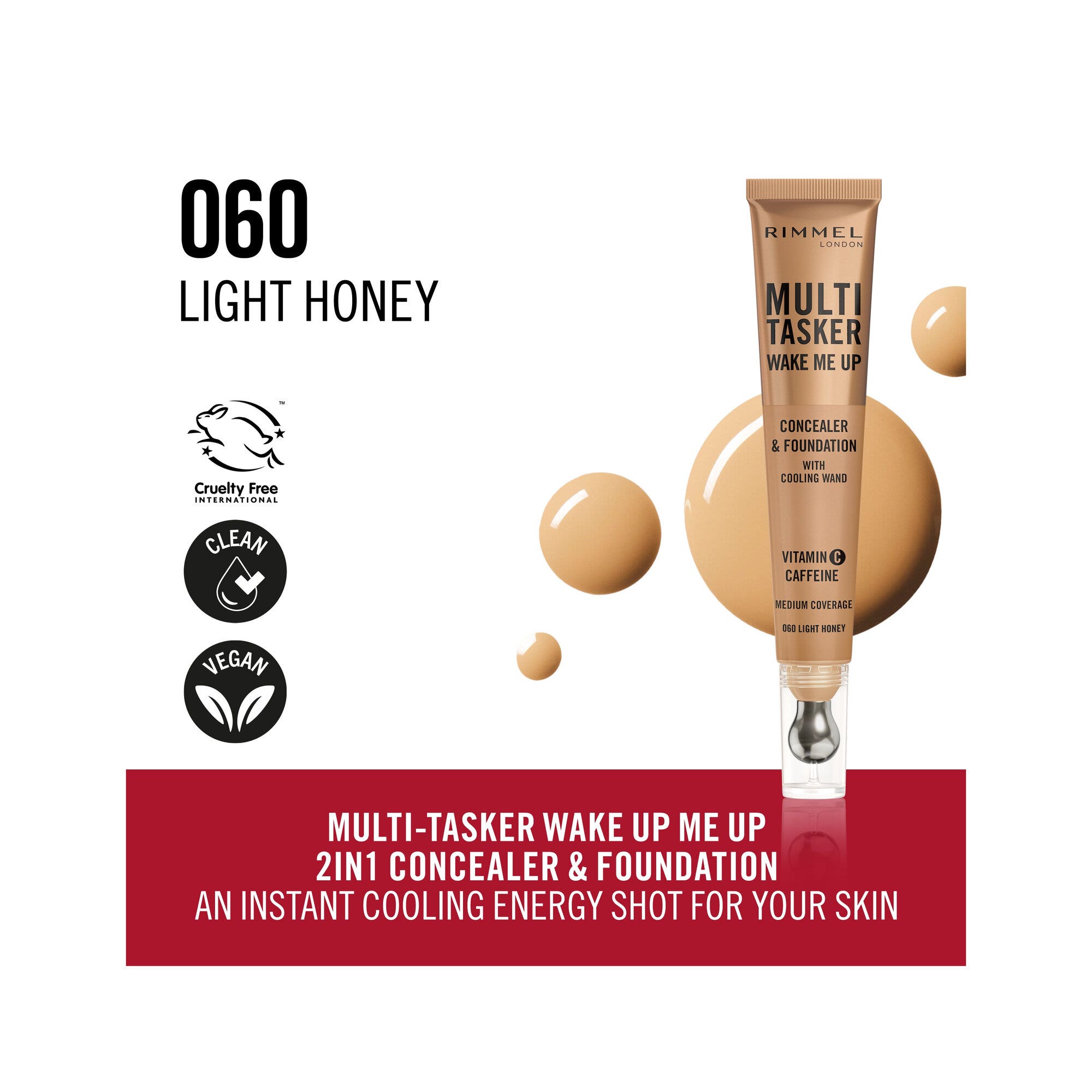 Rimmel Multi-tasker Wake Me Up Correttore & Fondotinta Formula Vegana 060 Light Honey 20ml-4