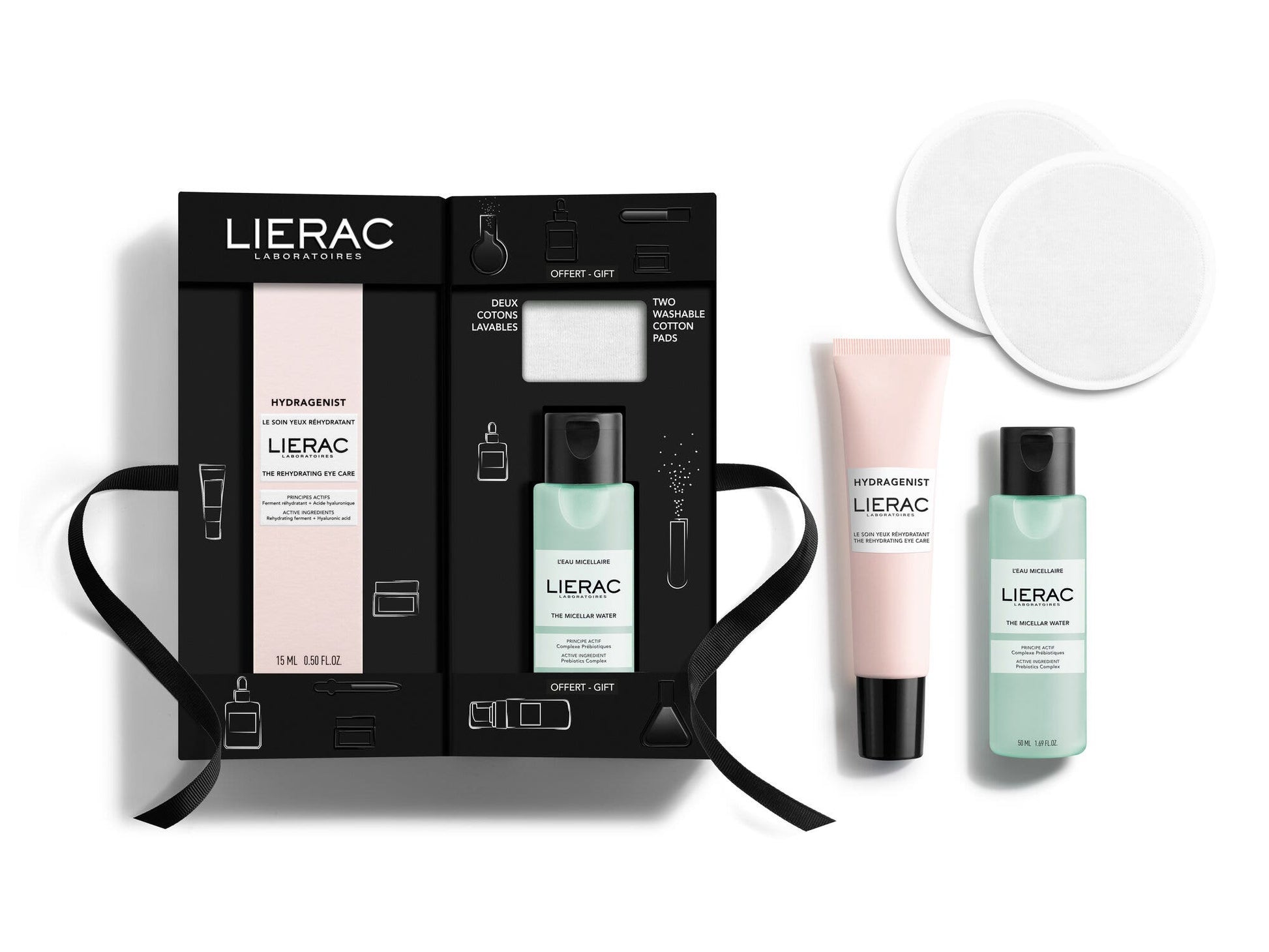 Lierac Cofanetto Hydragenist Trattamento Occhi 15ml + Acqua Micellare 50ml + Pads Struccanti Lavabili-1