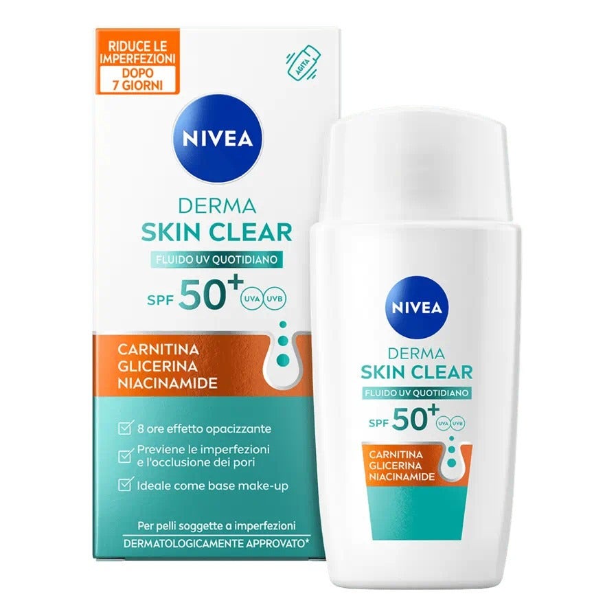 Nivea Derma Skin Clear Fluido Uv Quotidiano SPF50+ Opacizzante Viso 40ml-3