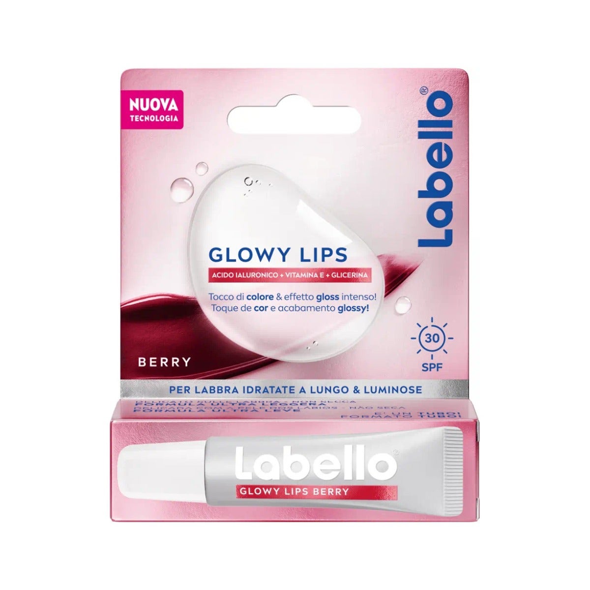 Labello Glowy Lips Berry Labbra Ultra-Idratante Acido Ialuronico + Vitamina E + Glicerina 10ml-1