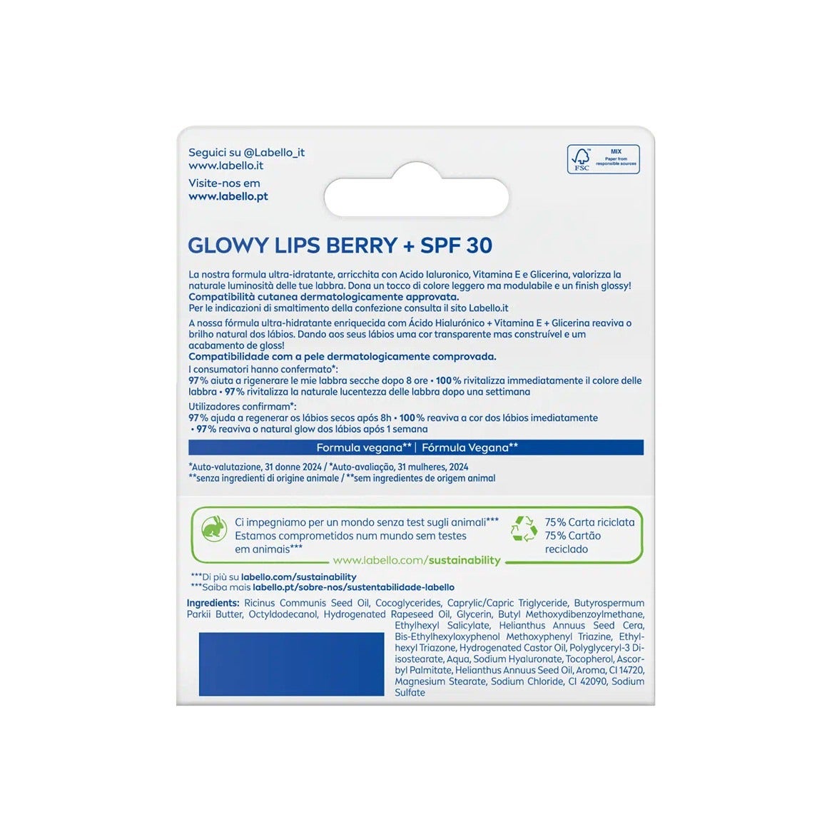 Labello Glowy Lips Berry Labbra Ultra-Idratante Acido Ialuronico + Vitamina E + Glicerina 10ml-2