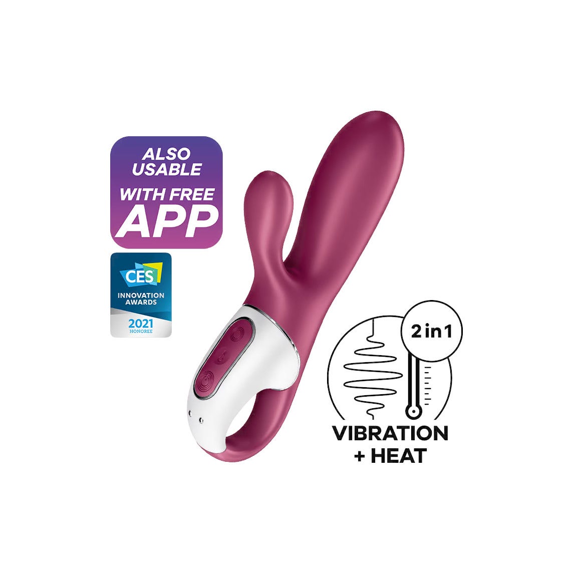 Satisfyer Hot Bunny Connect App Vibratore Rosso Porpora-1